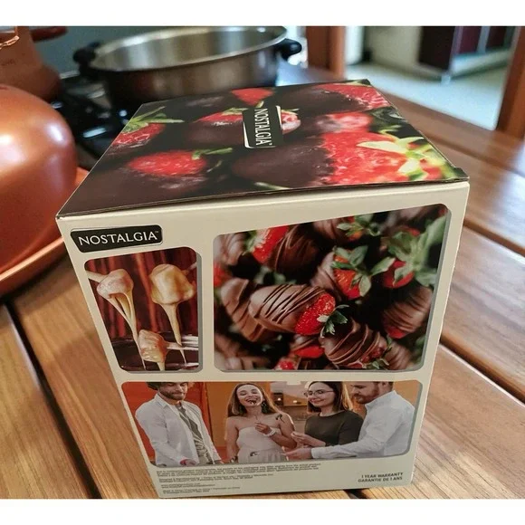 Nostalgia Stainless Steel Electric Fondue Pot 48 oz Heat Control 6 Forks Sealed - Picture 5 of 5